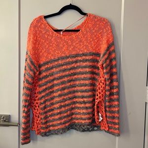Free People Knit Sweater Orange and Brown XS
